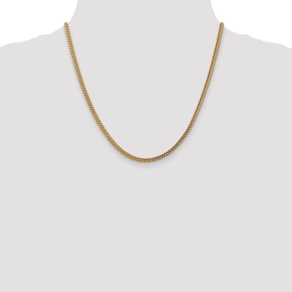 3mm 14k Yellow Gold Hollow Franco Chain Necklace, 20 Inch - Picture 2 of 8